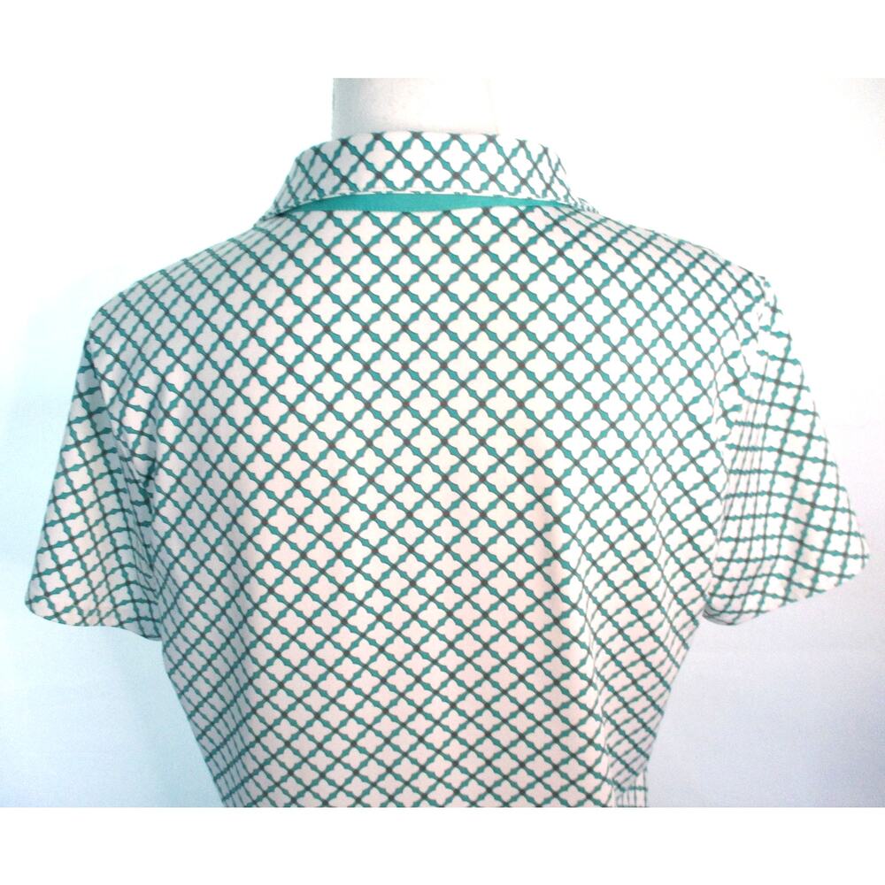 Tehama Women's Short Sleeve Green & White Stretch Polo Golf Shirt Size Large - Picture 6 of 11